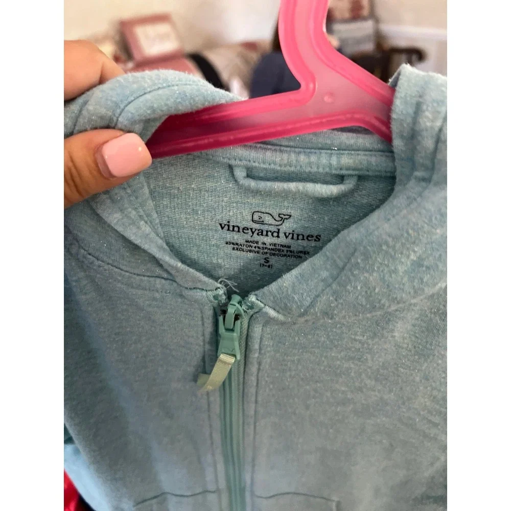 Vineyard vines blue girls cotton‎ zip-up size 7-8